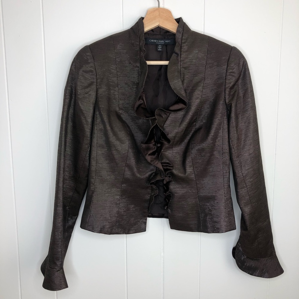 Carmen Marc Valvo collection ruffle blazer